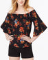 Juniors' Smocked Printed Off-The-Shoulder Top